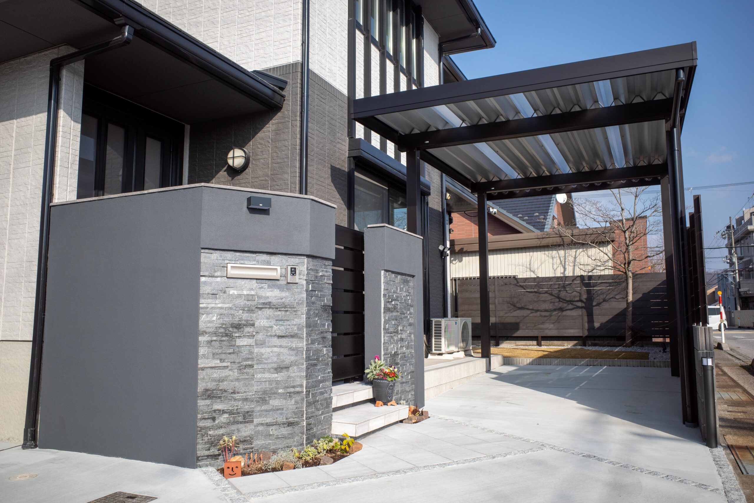 門塀　スライド門扉 石材　かっこいい お洒落 米原